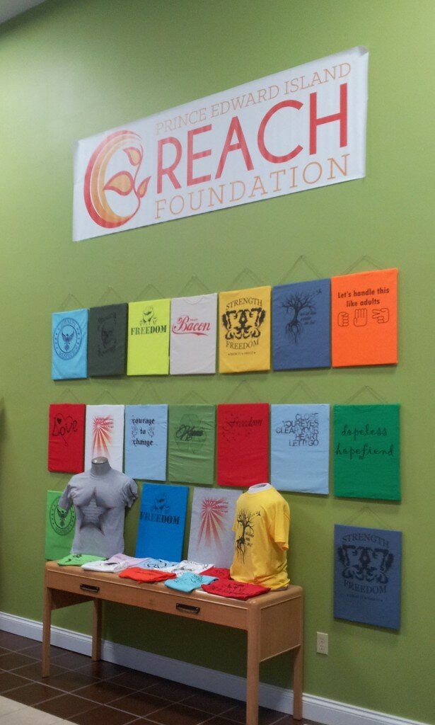 T-shirt designs made by past Reach members! All profits are brought back into the Centre to support programming.